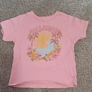 Billabong Pink T-Shirt with Sun and Wave Design